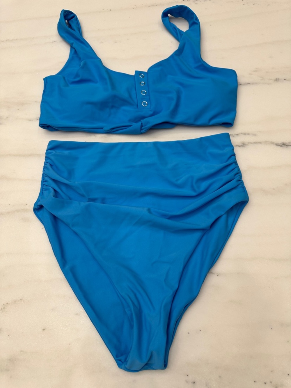 Pink Lily Bright Blue High-Waist Bikini Set
